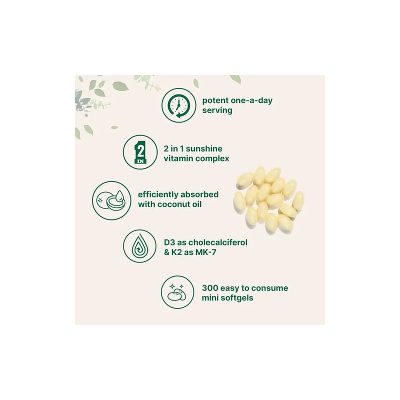 Vitamina 5000iu 100mcg Aceite Coco 300 Softgels