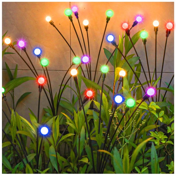 TONULAX Solar Garden Lights, Starburst Swaying Light - Swaying When Wind Blows, Solar Lights Outdoor Decorative, Color Changing RGB Light for Yard Patio Pathway Decoration(2 Pack)