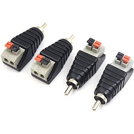 Poyiccot Speaker Wire to RCA Adapter Converter, RCA to Speaker Wire Adapter Subwoofer Speaker Phono RCA Male to AV 2 Screw Terminal Video Audio Spring Press Type Balun for CCTV, 4 Pack