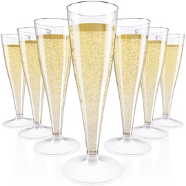 JOLLY CHEF 100 Pack Plastic Champagne Flutes Disposable 4.5 oz Clear Plastic Champagne Glasses Perfect for Wedding, Thanksgiving Day, Christmas