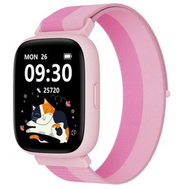 BIGGERFIVE Kids Smart Watch, 1.8" Fitness Watch Pedometer, Heart Rate, IP68 Waterproof, Sleep Tracker, Calorie Step Counter, 5 Puzzle Games with/without APP for Girls Teens 5-16, Nylon