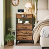 Furnulem Night Stand with Charging Station, USB Ports and Outlets,