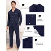 Wikoan Mens Pyjamas Cotton Set Notched Collar Pajamas for Men