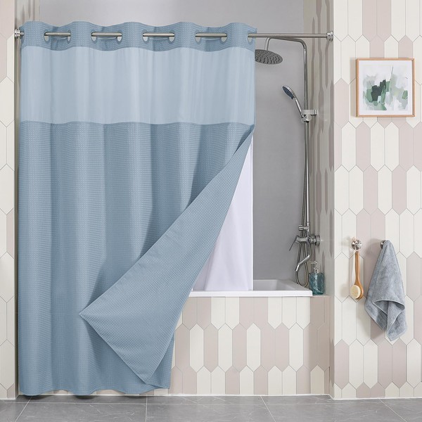 Colorful Star 256GSM Waffle Weave Heavy Duty Shower Curtains, No