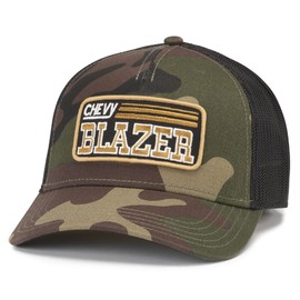 AMERICAN NEEDLE Chevy Blazer Valin Patch Adjustable Snapback Baseball Hat, Black/Camo (22005A-CHEVY-BLCA)