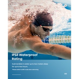 Guudsoud Swimming Headphones,Bone Conduction Headphones Bluetooth 5.3,IP68 Waterproof Open Earphones,Built-in MP3 Player 32G Memory, Wireless Sports Underwater Headphones for Swimming,Running,Cycling