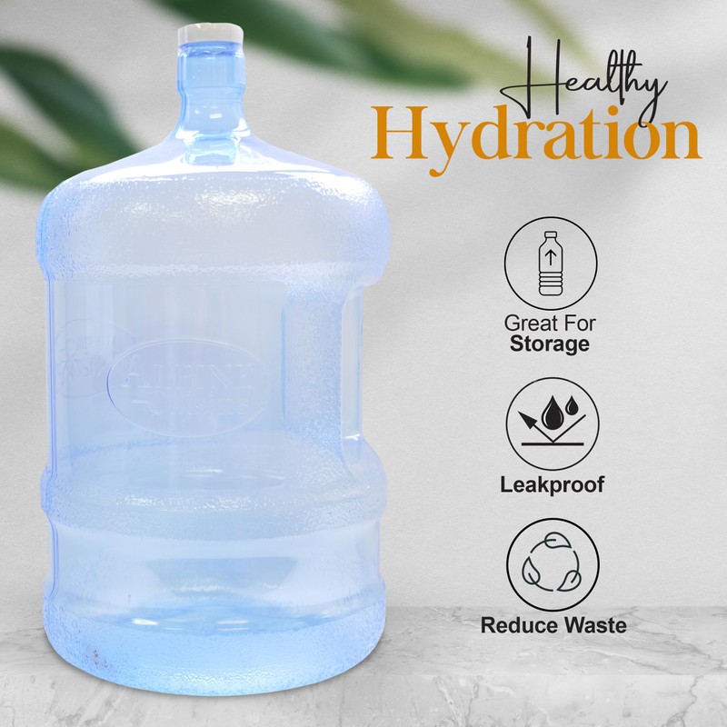 Alpine Cuisine Plastic 5 Gallon Water Bottle with Cap PVC