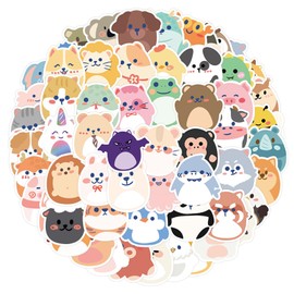 XANCEN 60 Pcs Animal Cartoon Stickers for Kids Teens Adults Animal Aesthetic Decals Vinyl Decal Pack Water Bottle Laptops Stationery Scrapbook Kawaii Kids Classroom Prize Stickers (Animal)