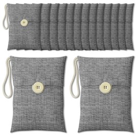 Bolsas purificadoras de aire de carbón de bambú Health+, 15 paquetes (15 × 100 g) de carbón activado, filtro de aire natural, no tóxico, respetuoso con el medio ambiente, absorbe la humedad para el hogar, coche, clóset, zapatos.
