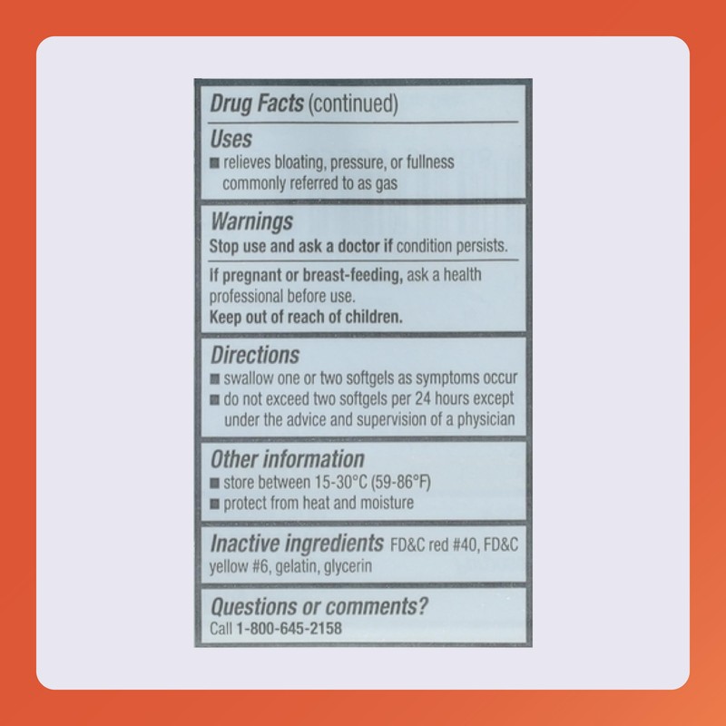 Simethicone 180mg Softgels Anti-Gas Generic for Phazyme Ultra Strength 6