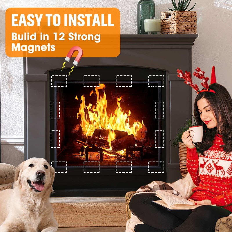 Magnetic Fireplace Draft Cover, Fireplace Blocker Blanket Stops Heat Loss,