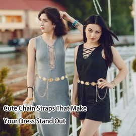 Ehuixinsheng Western Metal Concho Belt,Adjustable Gold Hollow Out Daisy Chain Belt Boho Waist Chain for Country Concert Outfit Dresses Jeans Cowgirl