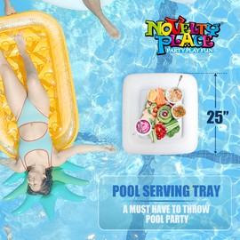 Novelty Place Inflatable Ice Serving Buffet Bar - Salad Food & Drinks Cooler Serving Tray for Summer Party Picnic & Camping (Pack of 1, 24 Inches)