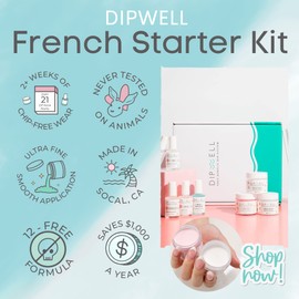 Dipping Nail Starter Kit, Easy Acrylic Powder and Gel Resin Kit For Dip, Starter System For French Set by DipWell Nails (Comes With Bond, Base, Activator, Sealer, Brush Softener + 3 Powder Jars)