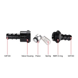 Podavelle 5/8" Non Return One Way Inline Check Valve Fitting Aluminum Black