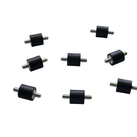 Rubberfeetwarehouse 8 Rubber Vibration Isolator Mounts (3/4"" Dia x 3/4"" Ht) 1/4-20 x 3/8"" Length Studs, Black, VBM3434142038MM
