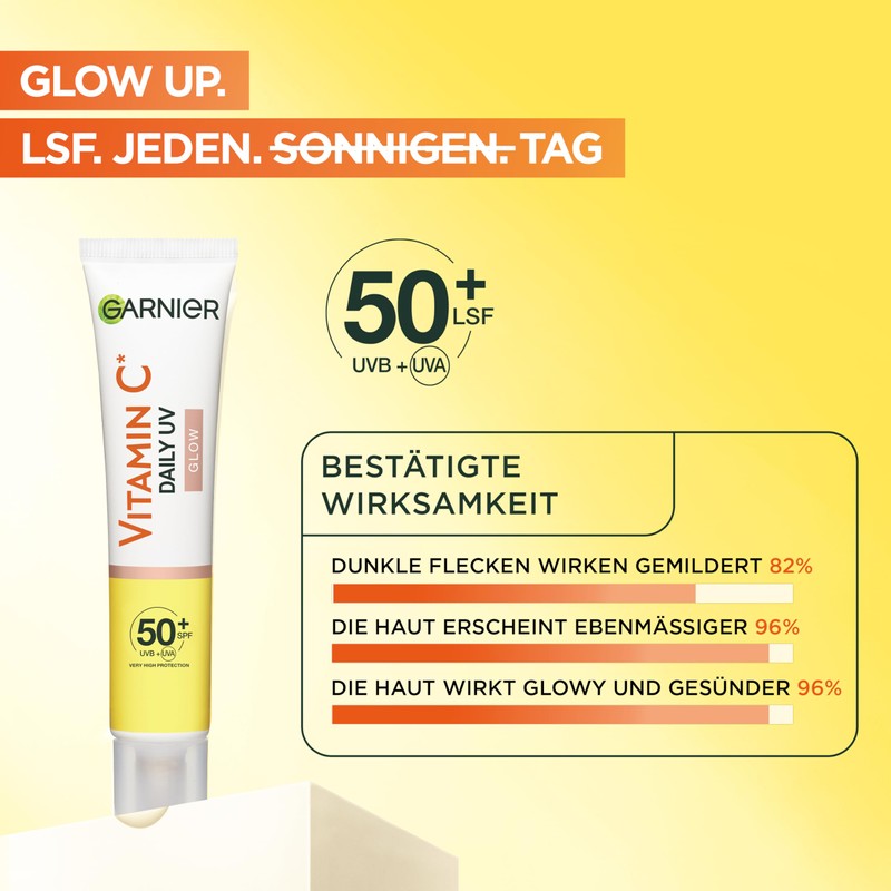 Garnier Vitamin C Daily Sun Fluid, SPF 50+, Protects and