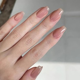 YXRXKJ Nail Tips, Medium, 24 Pieces, Nail Tips, Short, Popular, Japanese Style, Cute, Simple, Stylish, False Nails, Short, Spring & Summer, Bride Nails, Glossy, Coming of Age Ceremony, Graduation