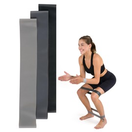 MOMO WAY Set of 3 Resistance Bands Pink and Grey Elastic Fitness Bands with 3 Levels for Home or Gym for Stretching Training, Yoga and Pilates