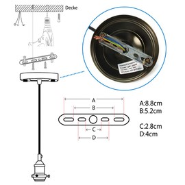 Nuodifan Retro Edison Pendant Light Antique Lamp Accessory E27 Ceramic Lamp Holder 3-Core Textile Cable and Ceiling Plate