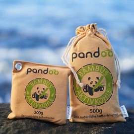pandoo Bamboo Air Freshener 500 g Natural with Activated Carbon - Air Purifier, Dehumidifier, Room Freshener & Odour Remover for Home and Car