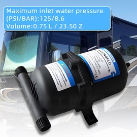 Pre-Pressurized Accumulator Tank – 0.75L Volume, 125 PSI, Quiet Operation, Stabilize Flow, Extend Pump Life for RVs,Marine, and Off-Grid Systems (Black)