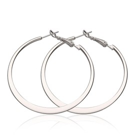 Rockyu Jewelry Brand Hoop Earrings, Platinum, Women's, Large, Pink Gold, 18K Gold, Removable, Accessory, Platinum Stainless Steel
