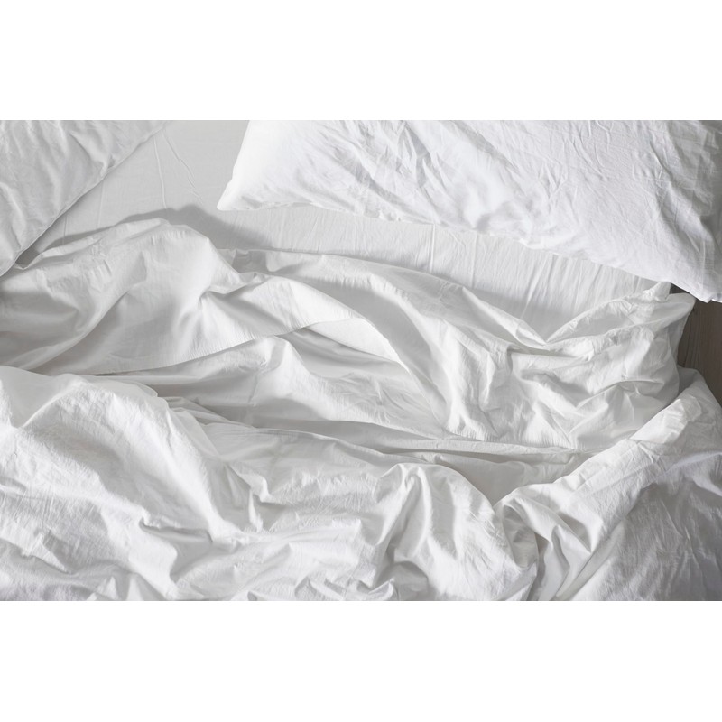 Coyuchi Organic Crinkled Percale Sheet Set, Alpine White (Twin)