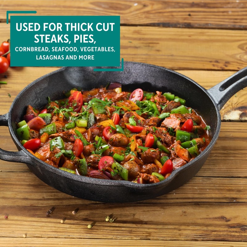 MIRRO 12in Cast Iron Preseasoned Skillet with Helper Handle