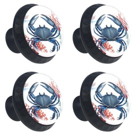 4 Pack Kitchen Cabinet Knobs Vintage Crab Coastal Sea Drawer Knobs Dresser Knobs Drawer Pulls Black Cabinet Hardware for Dresser Drawers Closet Round Drawer Handles