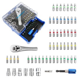 ELUMPLUS 1/4" Mini Ratchet Set (58-Piece), Small Ratchet Wrenches Set, Ratchet Screwdriver Bit Set, Mini Socket Set, Phillips/Slotted/Hex/Square/Tamperproof/Torx Bit Set