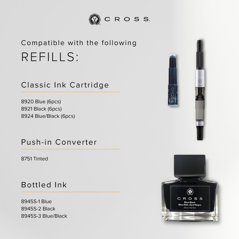 CROSS Bailey Light Polished Black Resin Fountain Pen INCL. Premium