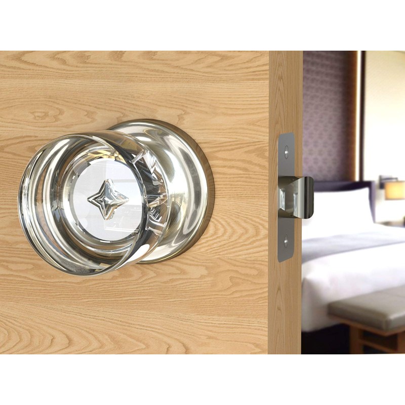 Dummy Round Crystal Door Knobs Satin Nickel Round Rosette