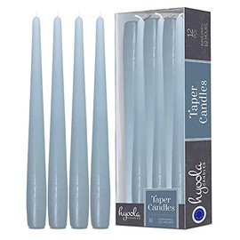 Hyoola Tall Taper Candles - 12 Inch Ice Blue Unscented Dripless Taper Candles - 10 Hour Burn Time - 12 Pack