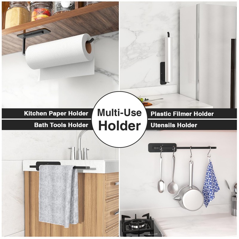 Zewa Kitchen Roll Holder No Drilling – Black Roll Holder,