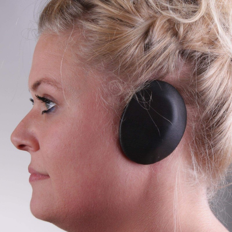 Earbags Fashion Ear Warmers Leather Black M