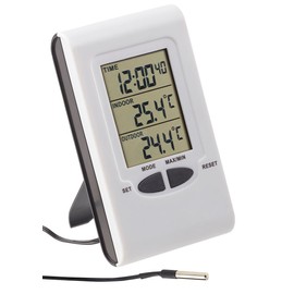 PEARL Outdoor Thermometer - Digital Indoor and Outdoor Thermometer with LCD Display and Time (Digital Thermometer with Large Display)