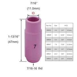 10N47 7# TIG Alumina Nozzles Ceramic Shield Cup Fit DB PTA SR WP 17 18 26 TIG Welding Torch 10PK (10N47 7#)