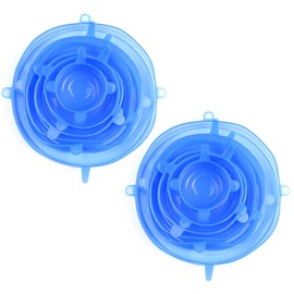 Silicone Stretch Seal Cover, 12 Pcs 6 Size Blue Elastic Silicone Seal Lids for Keeping Food Fresh in Refrigerator and Microwave Oven (blue)