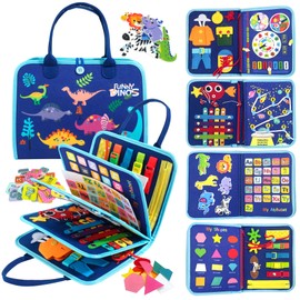 TINIFO Busy Board Activity from 1 2 3 Years - Montessori Toy, Quiet Book, Motor Skills Toy Developing Baby Sensory Fine Motor Skills, Gift for Toddlers, Boys, Girls (Blue)