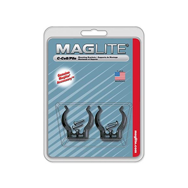 Maglite Black Universal Mounting Brackets for C-Cell Flashlight, 2 pk