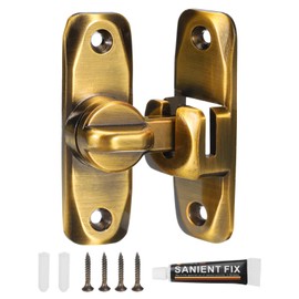 sourcing map 90/180 Degree Barn Door Lock, No Drilling Zinc Alloy Flip Gate Sliding Latches, Portable Security Door Lock Latch for Kitchen Cabinet Push/Sliding/Barn Door, Brass