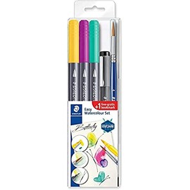 STAEDTLER Easy Watercolour Butterfly 3001STB5-3 Set with Double Felt Tip Pens, Pigment Fineliner, Watercolour Brush and Bookmark for Painting Yourself, High Quality, Made in Germany
