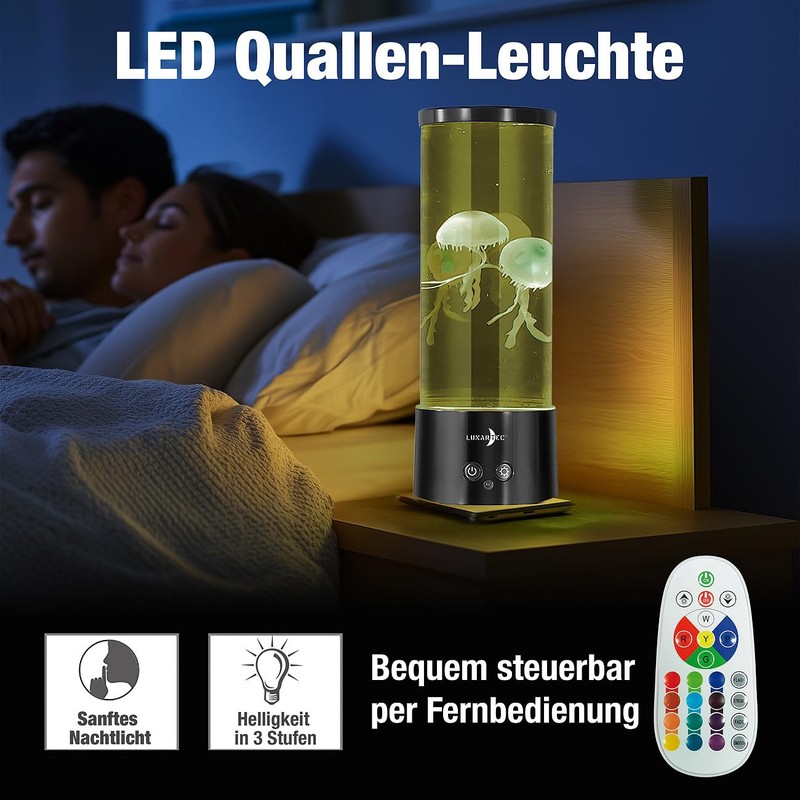Lunartec LED Bed Lamps: LED Jellyfish Light, 17 Colours, 4