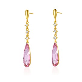 Sunttifen Austrian Crystal Drop Earrings Long Earrings Gold-Plated Silver Jewellery Gift for Wife Mother Wife, Crystal