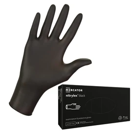 Sellon24 Disposable Nitrile Gloves Box of 100 nitrylex pf Gloves, Powder Free, Disposable Glove, Size L, Black, 1 Box