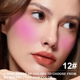 HHLTOH Matte Powder Blush for Cheeks – Long Lasting Natural Face Blusher Makeup, Lightweight Blendable Cheek Color for Women, Vegan & Cruelty-Free – #12 Deep Rose Pink