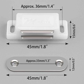 12 Pack Magnetic Door Latches, Heavy Duty Small Latch for Kitchen, Bathroom, Cabinet, Cabinet Door (White)