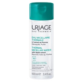 Uriage Agua Micelar purificante piel mixta o grasa 100ml - Limpia y desmaquilla con una fórmula 96% de origen natural - con extracto de manzana verde y Pore refiner de efecto seboregulador