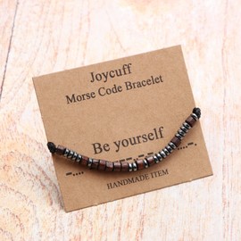JoycuFF Self Care Gifts for Women Strong Women Bracelets Wood Beads Bracelets for Her Christmas Birthday Gifts with Secret Message Be Yourself